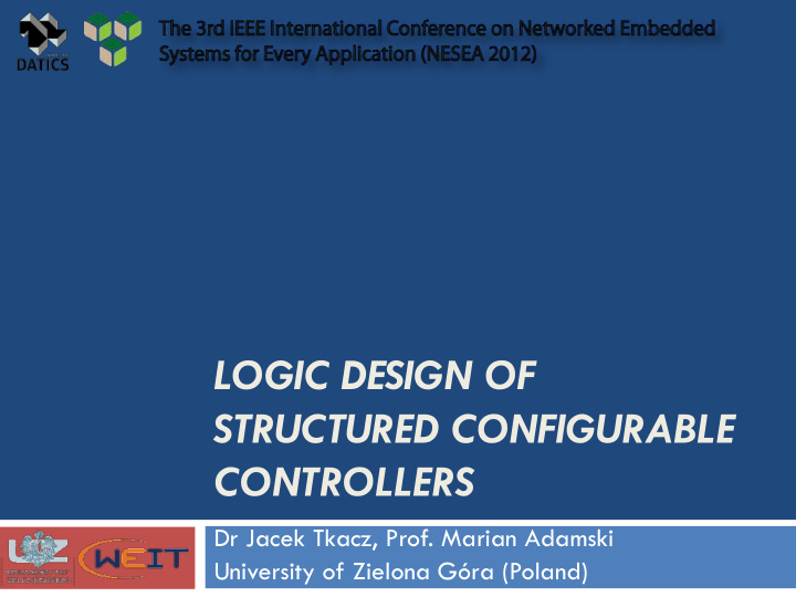 logic design of structured configurable controllers