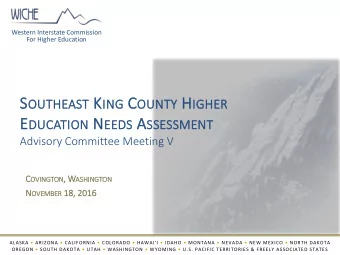 E DUCATION N EEDS A SSESSMENT  Advisory Committee Meeting V C OVINGTON , W ASH ASHINGTON N OVEMBER
