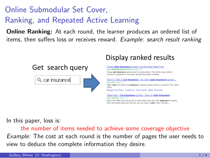 online submodular set cover ranking and repeated active