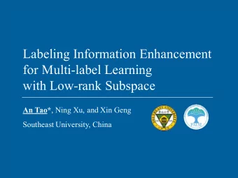Labeling Information Enhancement  for Multi-label Learning  with Low-rank Subspace An Tao* , Ning