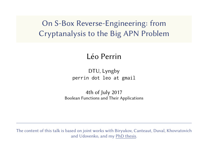 on s box reverse engineering from cryptanalysis to the