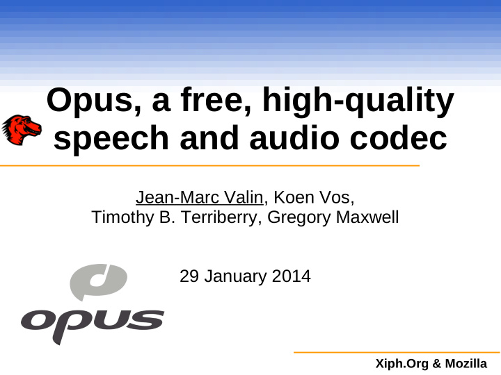 opus a free high quality speech and audio codec