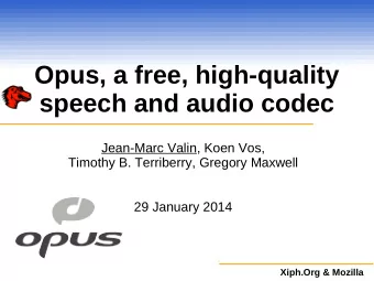 Opus, a free, high-quality  speech and audio codec  Jean-Marc Valin, Koen Vos,  Timothy B.