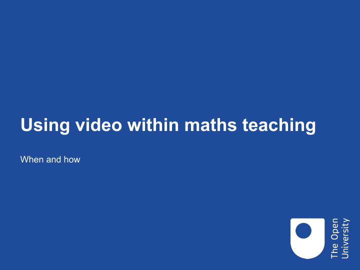 using video within maths teaching