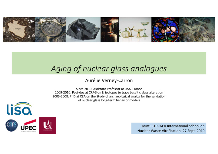aging of nuclear glass analogues