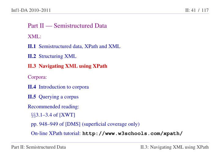 part ii semistructured data