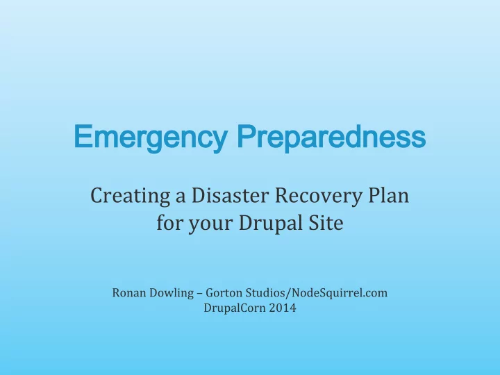 emergency preparedness
