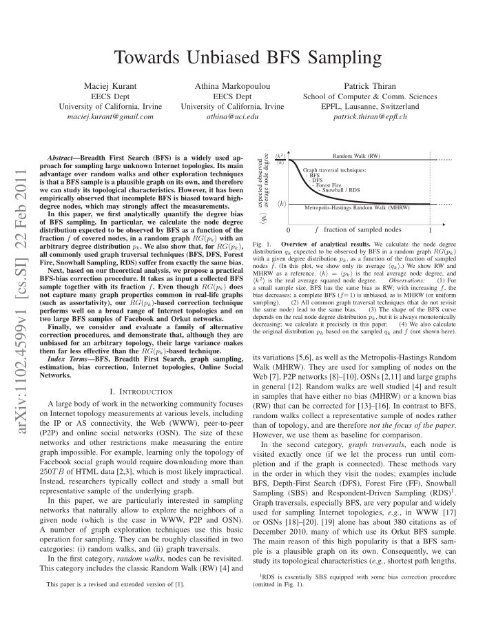 towards unbiased bfs sampling