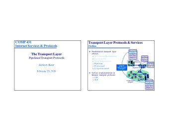 COMP 431  Transport Layer Protocols &amp; Services  Internet Services &amp; Protocols  Outline