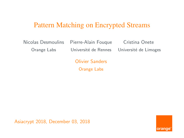 pattern matching on encrypted streams