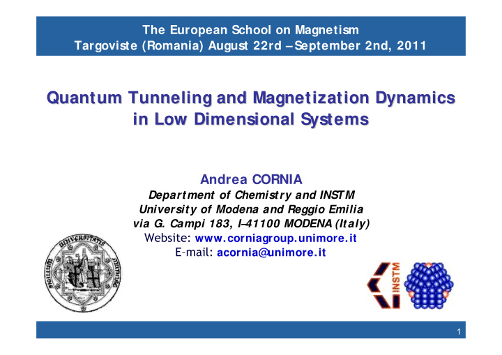 quantum tunneling and magnetization dynamics quantum