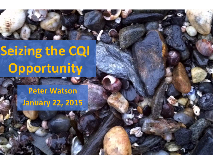 seizing the cqi opportunity