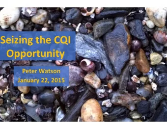 Seizing  the  CQI    Opportunity    Peter  Watson    January  22,  2015