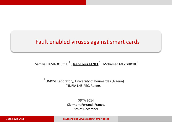 fault enabled viruses against smart cards