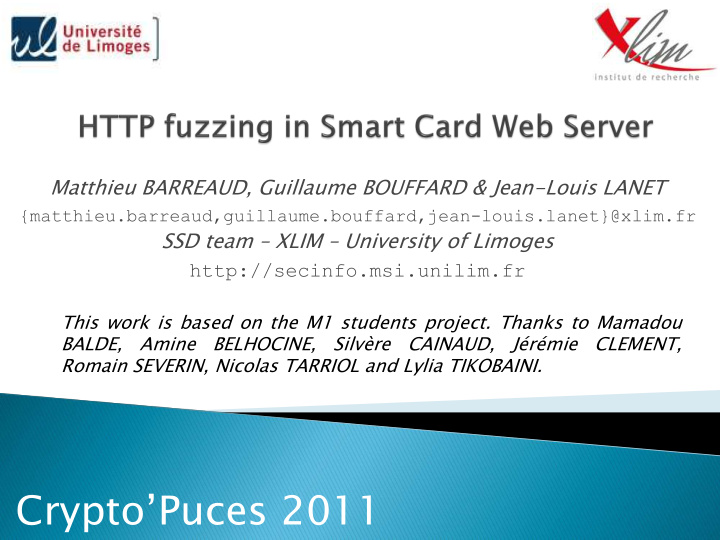 crypto puces 2011 introduction state of the art