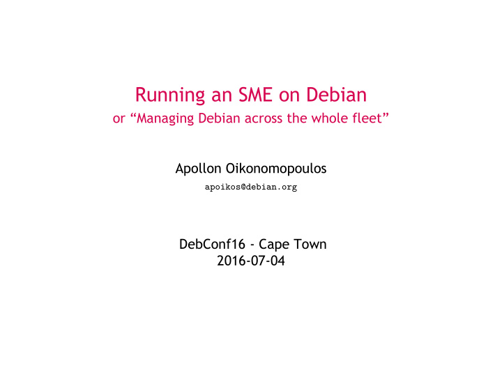 running an sme on debian