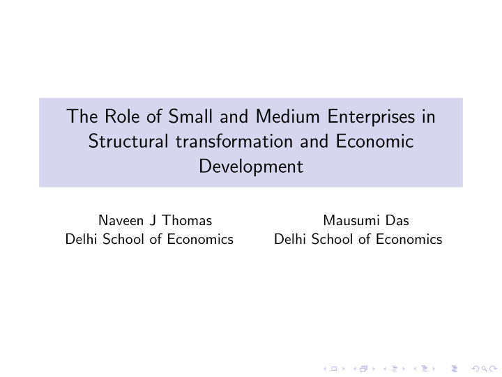 the role of small and medium enterprises in structural