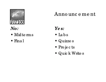Anno unc e me nt  Anno unc e me nt  FIT100  FIT100  FIT100  No:  Ye s:   Midte rms  Midte rms