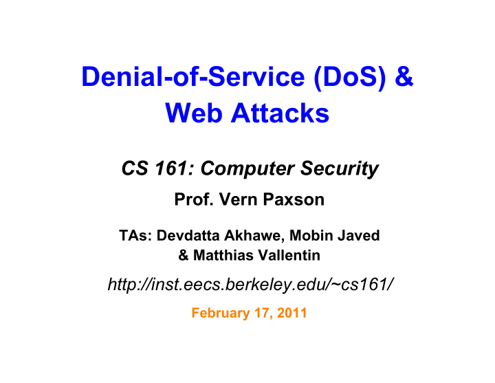 denial of service dos web attacks