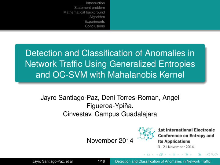 detection and classification of anomalies in network