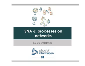 SNA 6: processes on networks  Lada Adamic  Processes on networks  Diffusion (simple)  ER