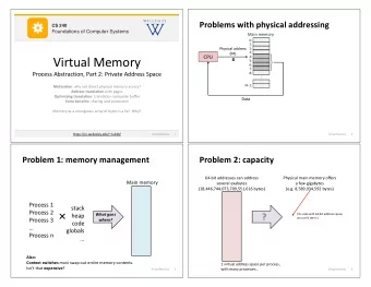 Problems with physical addressing CS 251 Fall 2019  CS 240  Principles of Programming Languages