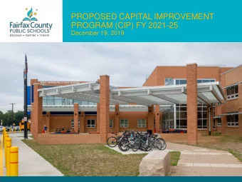 PROPOSED CAPITAL IMPROVEMENT  PROGRAM (CIP) FY 2021-25  December 19, 2019  Capital Improvement