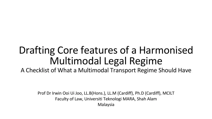 multimodal legal regime