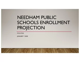 NEEDHAM PUBLIC  SCHOOLS ENROLLMENT  PROJECTION  FY21-FY35  JANUARY 7, 2020  SUMMARY BEST