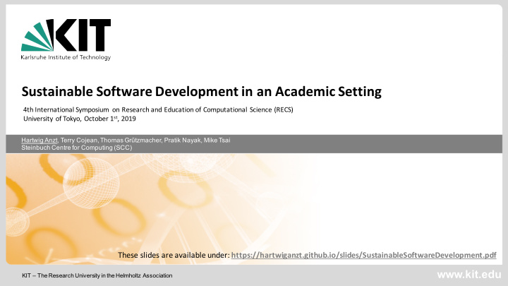 sustainable software development in an academic setting