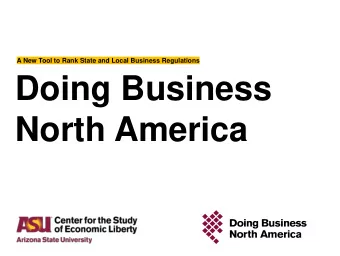 Doing Business  North America  What is Doing Business  North America  The DBNA annual report