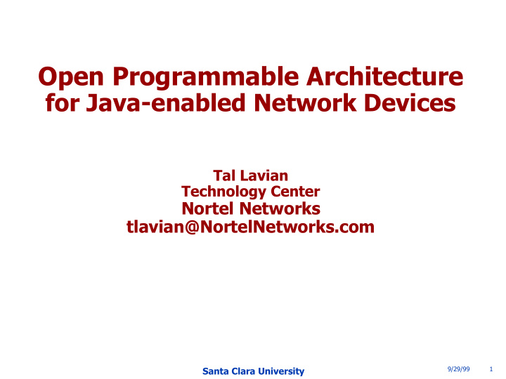 open programmable architecture