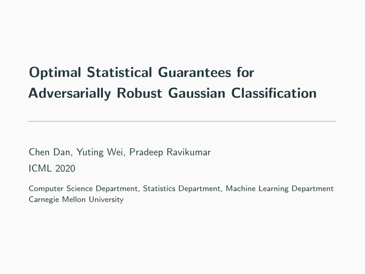 optimal statistical guarantees for adversarially robust