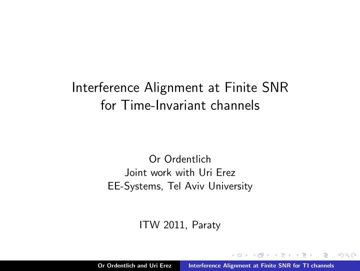 interference alignment at finite snr for time invariant