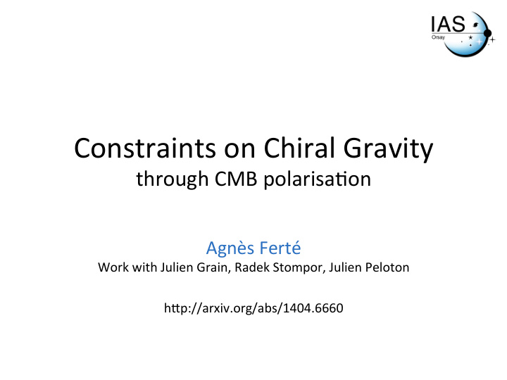 constraints on chiral gravity through cmb polarisa4on