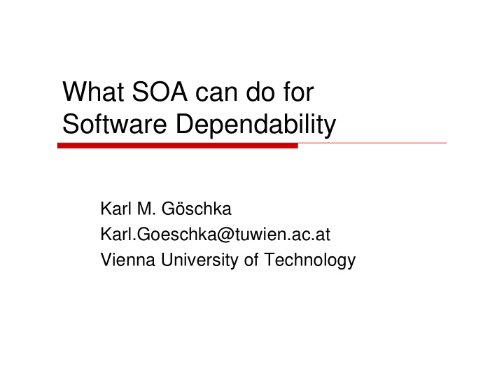 what soa can do for software dependability