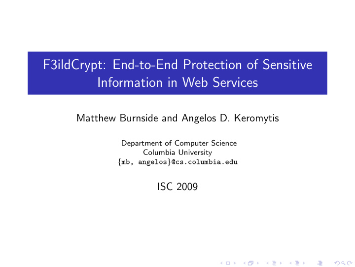 f3ildcrypt end to end protection of sensitive information