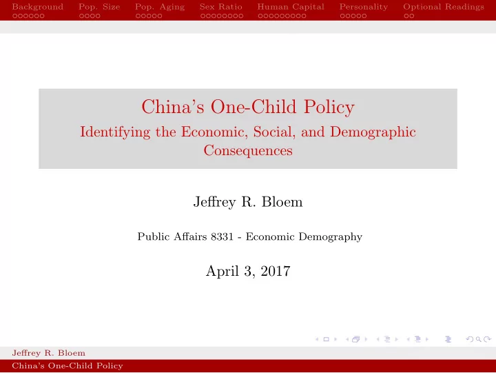 china s one child policy