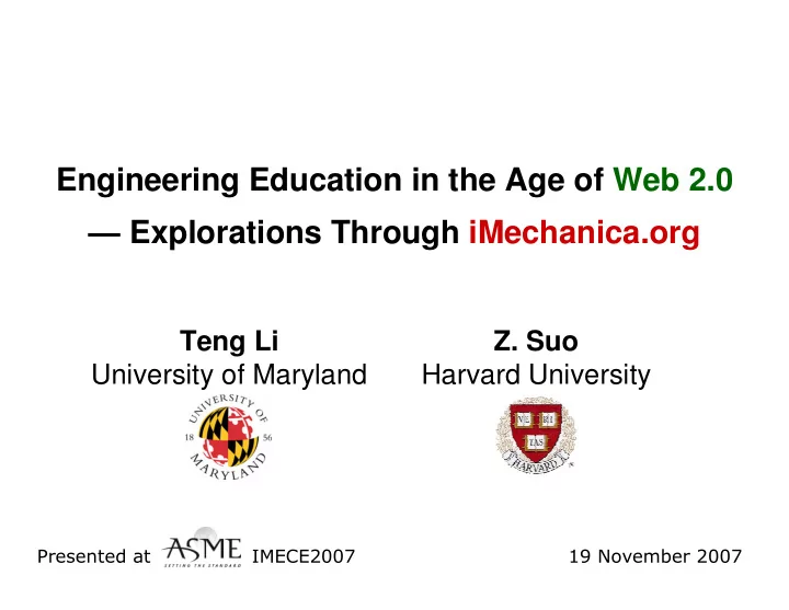 engineering education in the age of web 2 0 explorations