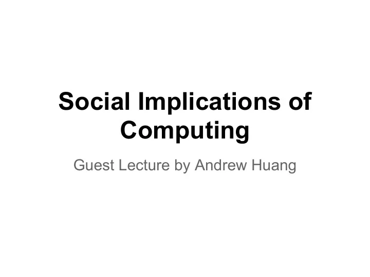 social implications of computing