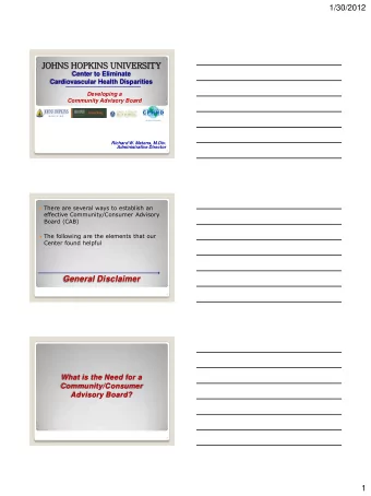 1/30/2012  JOH  JOHNS HOPK  HOPKINS UNIV  UNIVERSITY  Center to Eliminate Cardiovascular Health