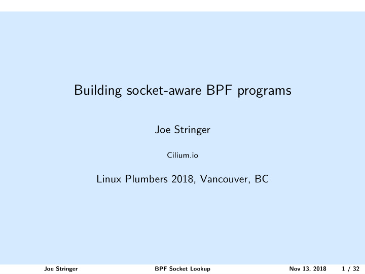 building socket aware bpf programs