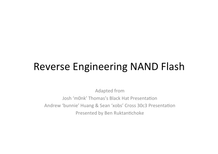 reverse engineering nand flash