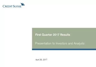 Presentation to Investors and Analysts  April 26, 2017  Disclaimer (1/2)  Cautionary statement