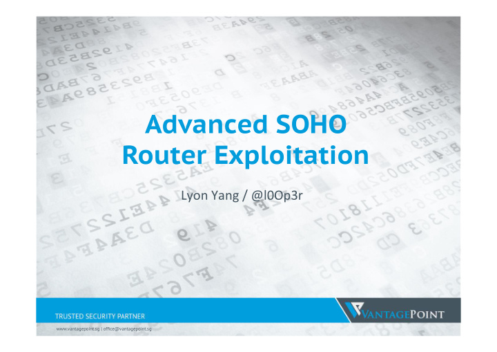 advanced soho router exploitation