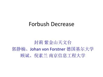 Forbush Decrease    Johan von Forstner