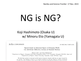 NG is NG?  Koji Hashimoto (Osaka U) w/ Minoru Eto (Yamagata U) ArXiv:1508.00433  Is  internal space