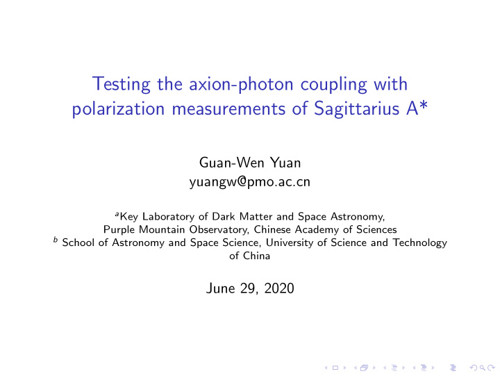 testing the axion photon coupling with polarization