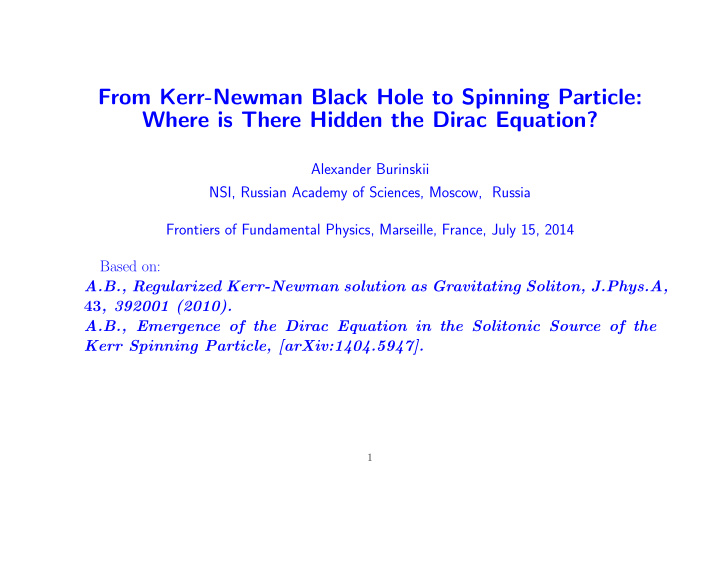 from kerr newman black hole to spinning particle where is