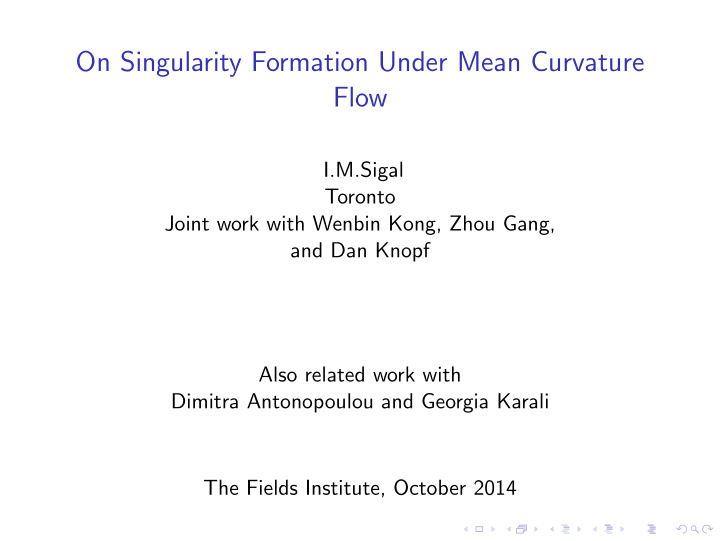 on singularity formation under mean curvature flow